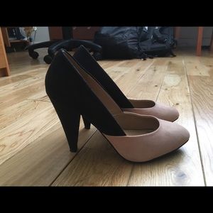 Blush and black pumps